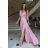 Women's Plus Size (42-46) Long Elegant Party Sleeveless Dress POLISH FASHION PMLBC23265-10 pink 34