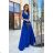 Women's Plus Size (42-46) Long Elegant Party Sleeveless Dress POLISH FASHION PMLBC23265-10 blue 40