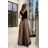 Women's Plus Size (42-46) Long Elegant Party Sleeveless Dress POLISH FASHION PMLBC23265-10 black-brown 36