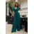 Women's Plus Size (42-46) Long Elegant Party Sleeveless Dress POLISH FASHION PMLBC23265-10 Green 34