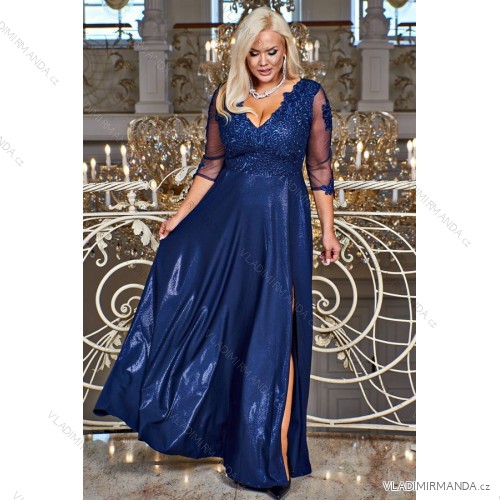 Women's Plus Size (42-46) Long Elegant Party Sleeveless Dress POLISH FASHION PMLBC23265-10 -   dark blue -   56