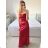 Women's Strapless Long Party Dress (S/M ONE SIZE) ITALIAN FASHION IMPSH236530 S / M red