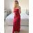 Women's Strapless Long Party Dress (S/M ONE SIZE) ITALIAN FASHION IMPSH236530 S / M red