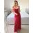 Women's Strapless Long Party Dress (S/M ONE SIZE) ITALIAN FASHION IMPSH236530 S / M red