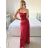 Women's Strapless Long Party Dress (S/M ONE SIZE) ITALIAN FASHION IMPSH236530 S / M red