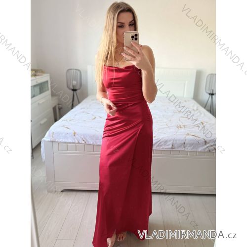 Women's Strapless Long Party Dress (S/M ONE SIZE) ITALIAN FASHION IMPSH236530 S / M red