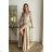 Women's Plus Size (42-46) Long Elegant Party Sleeveless Dress POLISH FASHION PMLBC23265-10 beige 38