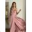 Women's Plus Size (42-46) Long Elegant Party Sleeveless Dress POLISH FASHION PMLBC23265-10 pink 40