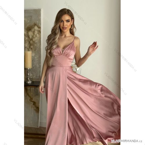 Women's Plus Size (42-46) Long Elegant Party Sleeveless Dress POLISH FASHION PMLBC23265-10 pink 40