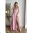 Women's Plus Size (42-46) Long Elegant Party Sleeveless Dress POLISH FASHION PMLBC23265-10 pink 40