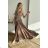 Women's Plus Size (42-46) Long Elegant Party Sleeveless Dress POLISH FASHION PMLBC23265-10 Brown 34