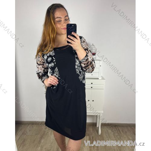 Women's short sleeve dress oversized (L-3XL) POLISH FASHION PMF20013 - Colour   black - Size   44