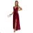 512-6 JULIET elegant long satin dress with a neckline and leg slit - Burgundy color