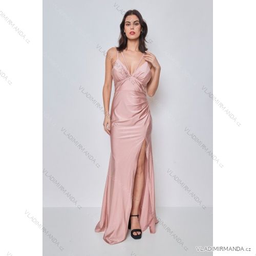 Women's Long Elegant Strapless Party Dress (SL) FRENCH FASHION FMPEL23DORIANE pink S