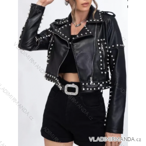 Women's Long Sleeve Leather Jacket (S/M ONE SIZE) ITALIAN FASHION IMPBB234475Z