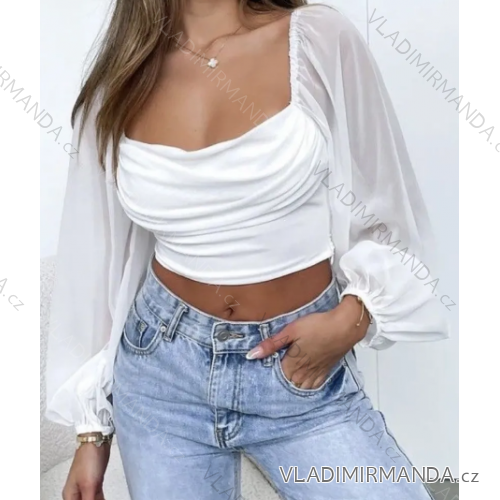 Women's Long Sleeve Crop Top (S/M ONE SIZE) ITALIAN FASHION IMPBB23B10882