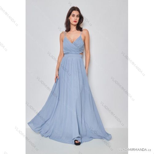 Women's Long Elegant Strapless Party Dress (SL) FRENCH FASHION FMPEL23DORIANE Light blue S