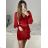 Women's Knitted Sweater Dress Set (S/M ONE SIZE) ITALIAN FASHION IMWE223972 red S/M