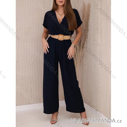 Women's Long Belted Short Sleeve Jumpsuit (S/M ONE SIZE) ITALIAN FASHION IMWC231353