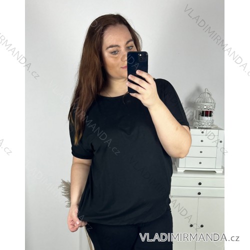 Tunic with pendant short sleeve women's plus size (3XL/4XL ONE SIZE) ITALIAN FASHION IMC23020 -   black -   2XL/3XL