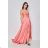 Women's Long Elegant Strapless Party Dress (SL) FRENCH FASHION FMPEL23DORIANE růžová lososová S