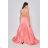 Women's Long Elegant Strapless Party Dress (SL) FRENCH FASHION FMPEL23DORIANE růžová lososová S