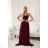 Women's Long Elegant Strapless Party Dress (SL) FRENCH FASHION FMPEL23DORIANE wine S