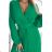 504-4 VIVIANA Pleated midi dress with a neckline, long sleeves and a wide belt - light green