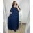 Women's Plus Size Long Casual Short Sleeve Dress (XL/2XL ONE SIZE) ITALIAN FASHION IMPSH2350260 blue S / M