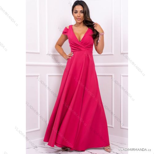 Women's Plus Size (42-46) Long Elegant Party Sleeveless Dress POLISH FASHION PMLBC23265-10 46 dark pink