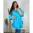 Women's Long Sleeve Belted Long Sleeve Shirt (S/M ONE SIZE) ITALIAN FASHION IMWD233305 XL/2XL Light blue