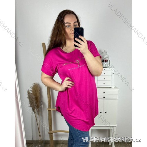 Tunika krátký rukáv dámská nadrozměr (4XL/5XL ONE SIZE) ITALSKá MóDA IM423102 3xl / 4xl dark pink