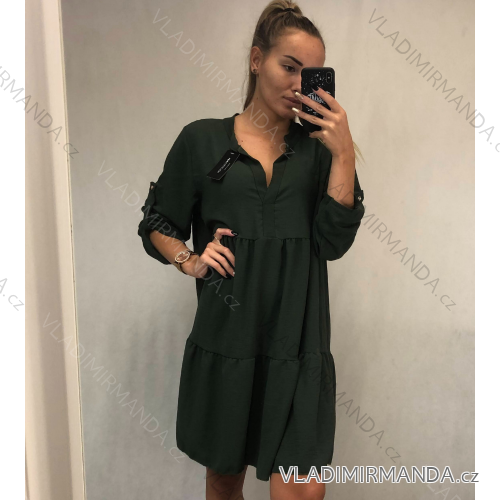 Dress long 3/4 sleeves women (XXL ONE SIZE) ITALIAN FASHION IMD202505 / DR -   zelená smaragdová -   S / M