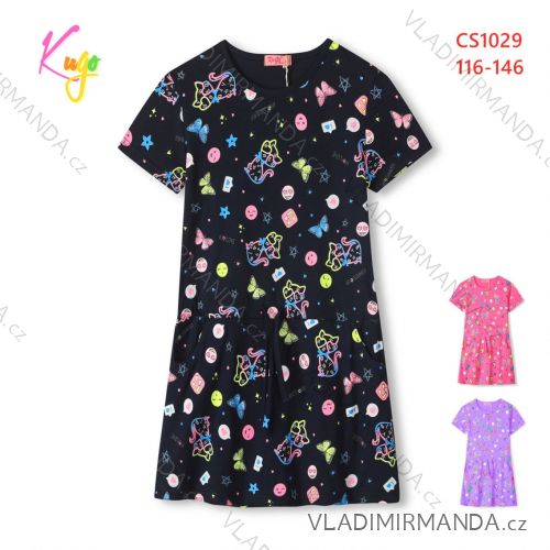 Short Sleeve Dress with Sequins Children Teen Girls (116-146) KUGO BS3279