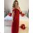 Women's Long Elegant Party Dress (S/M ONE SIZE) ITALIAN FASHION IM923MARINA S / M red