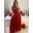 Women's Long Elegant Party Dress (S/M ONE SIZE) ITALIAN FASHION IM923MARINA S / M red