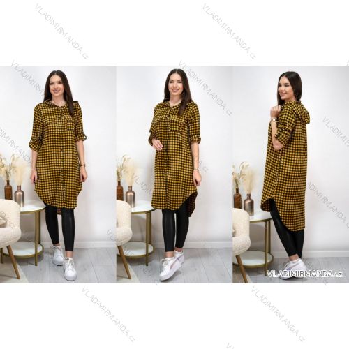 Women's Long Sleeve Shirt Dress (L/XL ONE SIZE) ITALIAN FASHION IM424039