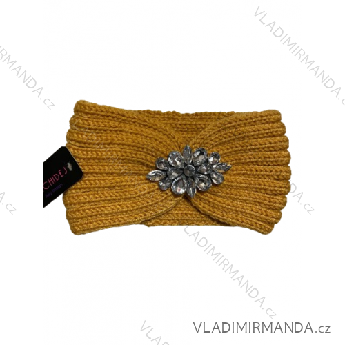 Women's knitted headband (ONE SIZE) DELFIN DEL20EGA-25 -   žlutá hořčicová -   ONE SIZE