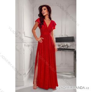 Women's Long Elegant Dress with Wide Straps (SL) FRENCH FASHION FMPEL23VELVET