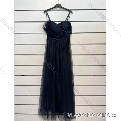 Women's Long Strapless Sequin Party Dress (S/M ONE SIZE) ITALIAN FASHION IMPSH233348 dark blue S / M