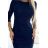 529-2 ELEONORA classic dress with a cutout on the back - navy blue with glitter