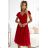 425-9 MATILDE Dress with a neckline and short sleeves - red with glitter