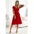 425-9 MATILDE Dress with a neckline and short sleeves - red with glitter