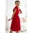 425-9 MATILDE Dress with a neckline and short sleeves - red with glitter