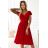 425-9 MATILDE Dress with a neckline and short sleeves - red with glitter