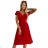 425-9 MATILDE Dress with a neckline and short sleeves - red with glitter