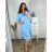 Women's Long Sleeve Shirt Dress (S/M/L ONE SIZE) ITALIAN FASHION IMC22658 2XL/3XL Light blue