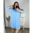 Women's Long Sleeve Shirt Dress (S/M/L ONE SIZE) ITALIAN FASHION IMC22658 2XL/3XL Light blue