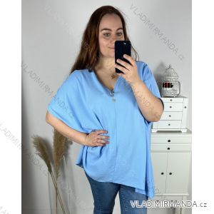 Women's Plus Size Oversize Short Sleeve Tunic (XL/2XL/3XL/4XL/5XL ONE SIZE) ITALIAN FASHION IMBM23SEE