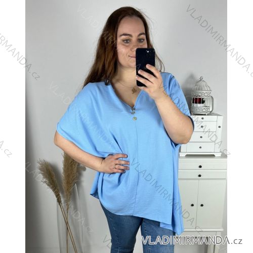 Women's Plus Size Oversize Short Sleeve Tunic (XL/2XL/3XL/4XL/5XL ONE SIZE) ITALIAN FASHION IMBM23SEE